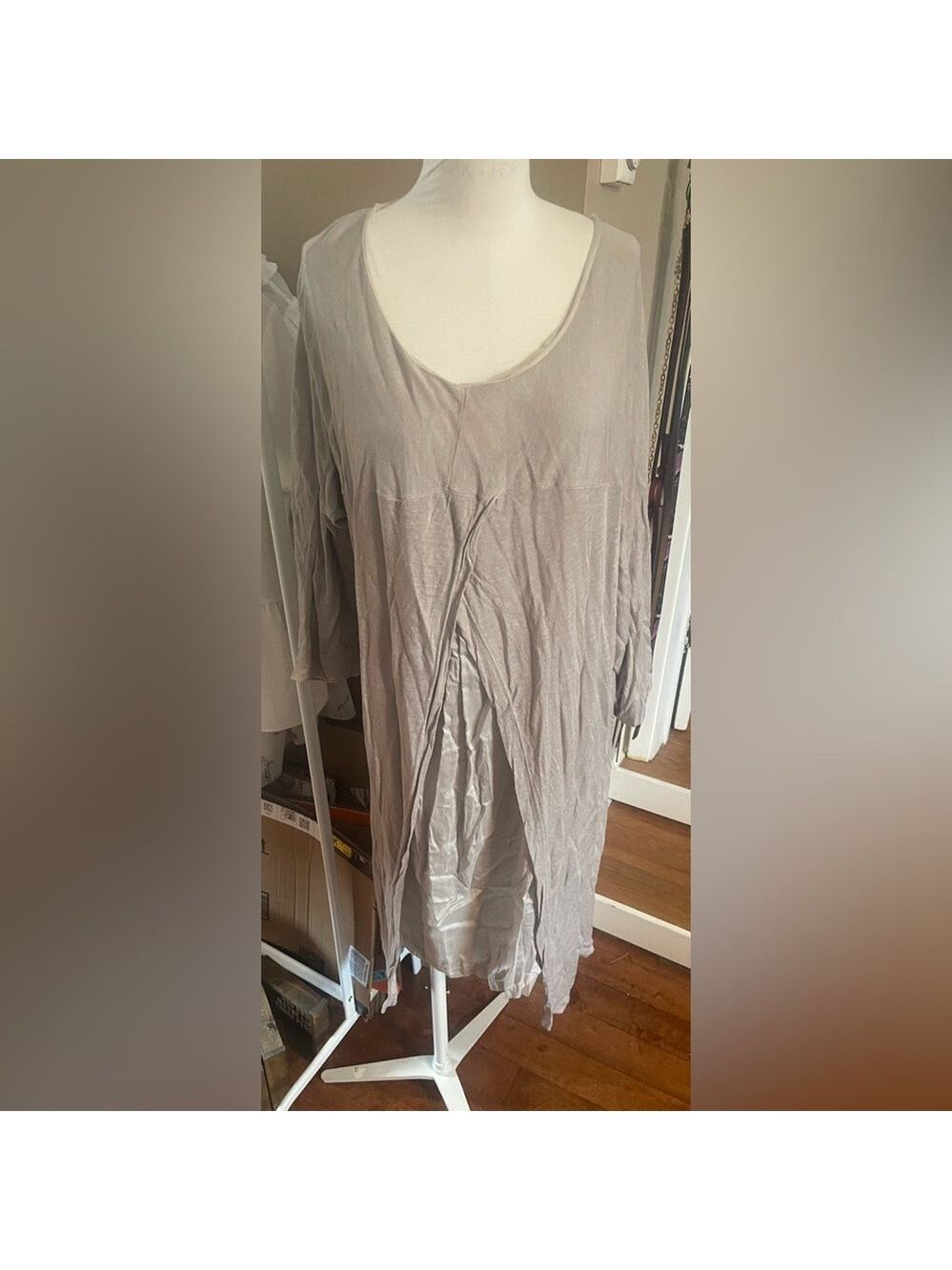 Light Taupe Scoop Neck Tunic Dress